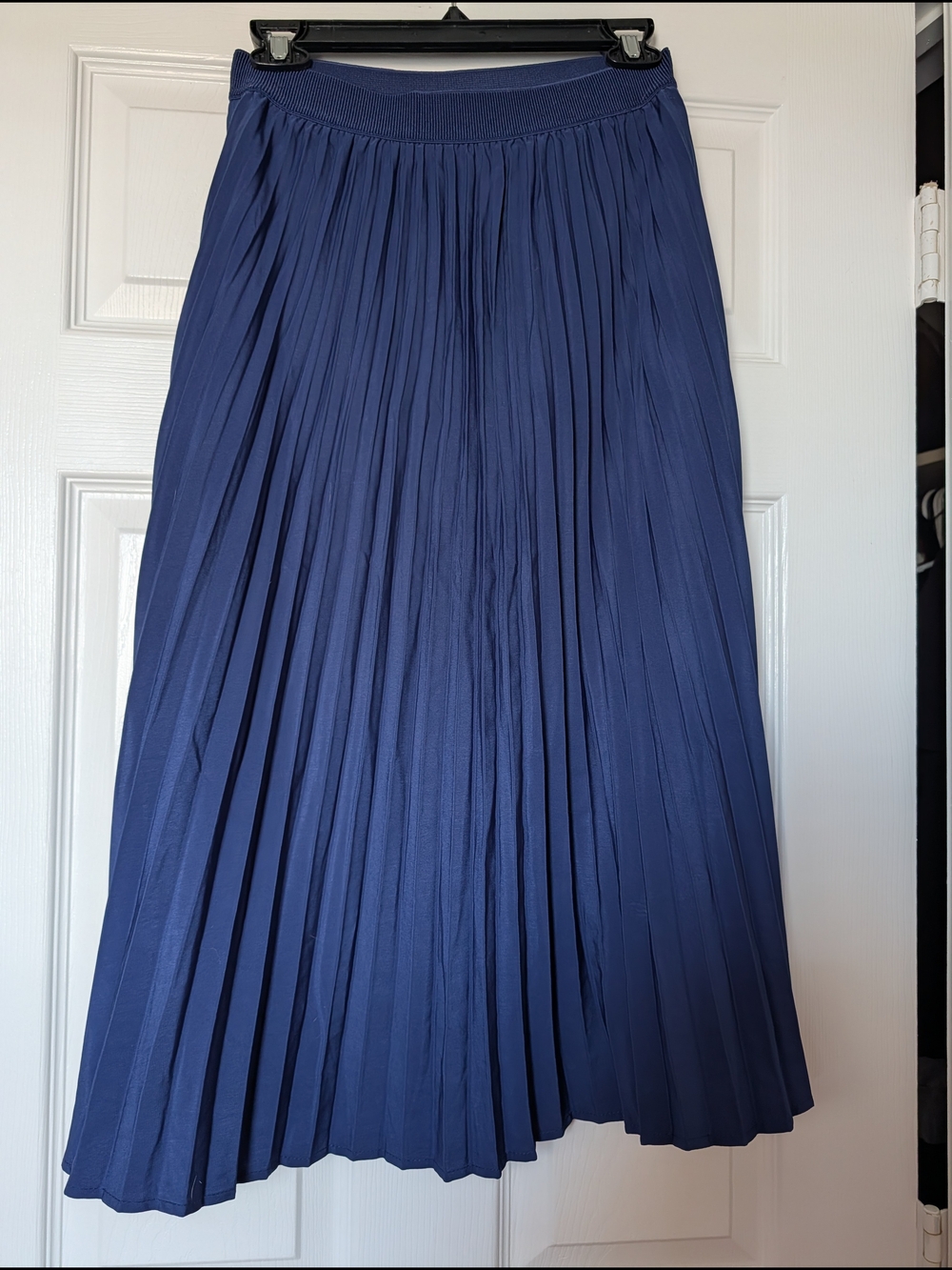 ModCloth Navy Blue Pleated Maxi Skirt with Elastic Waist